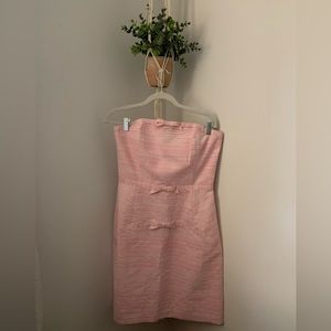 Vineyard Vines Flair Stripes Bow Strapless Dress 8 Pink & White